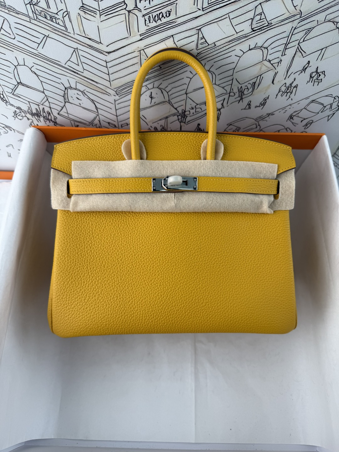 Clásico ✨ BK25 Ámbar amarillo Togo piel Birkin 25/30cm