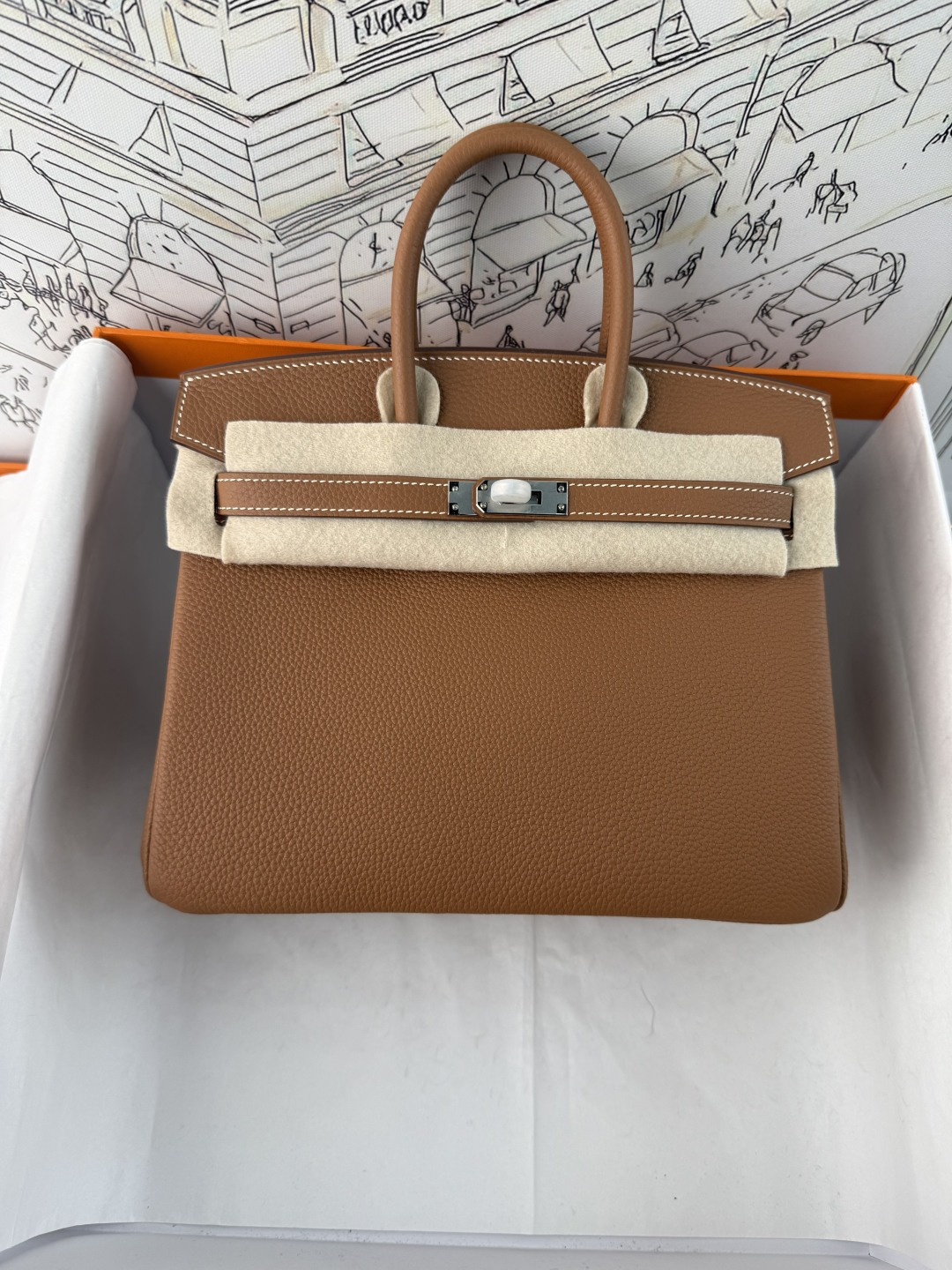 Clásico✨ BK25 Marrón dorado Togo piel de becerro Birkin 25/30cm