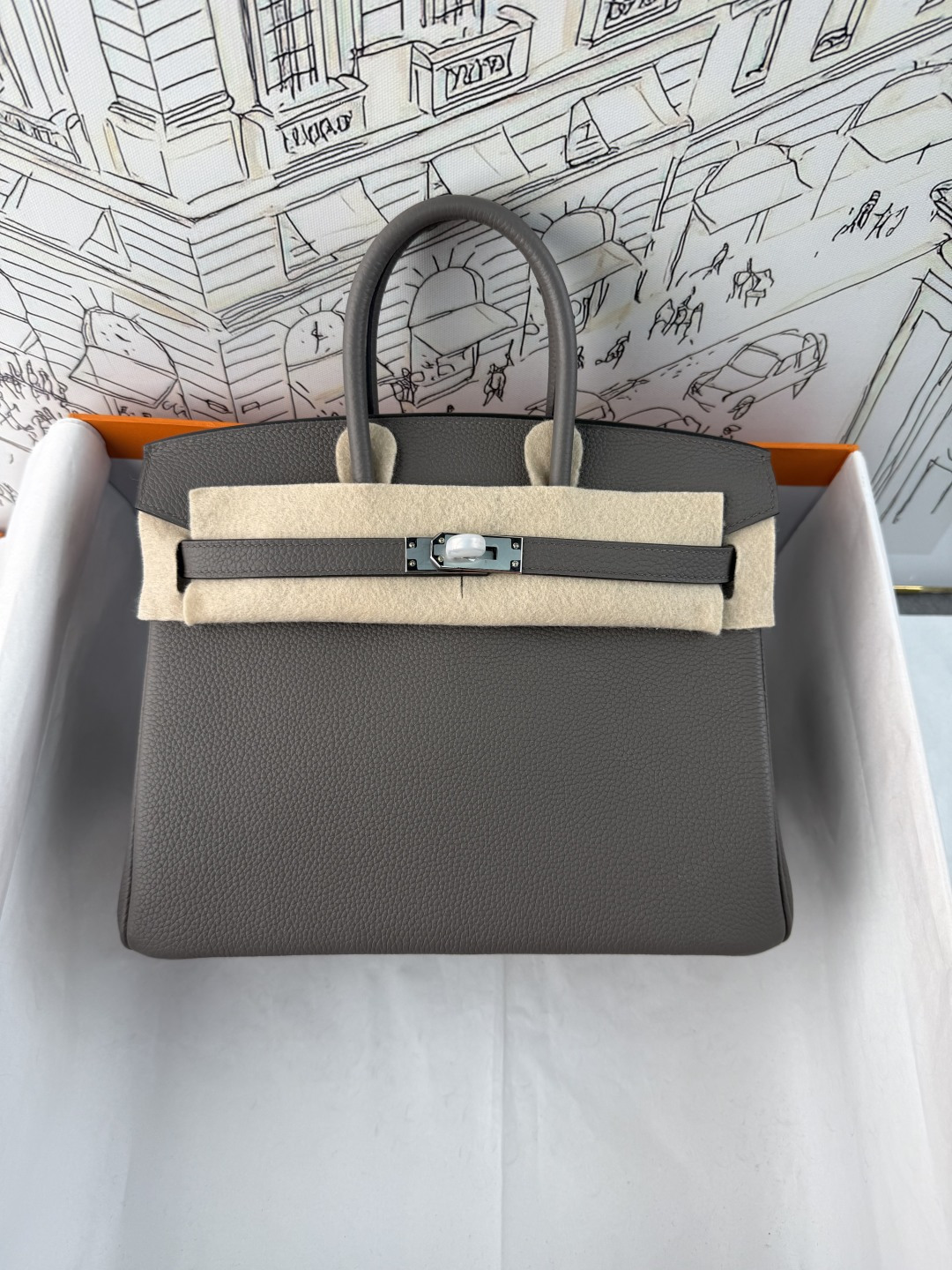 Clásico✨ BK25 Gris peltre Togo piel de becerro Birkin 25/30cm moto