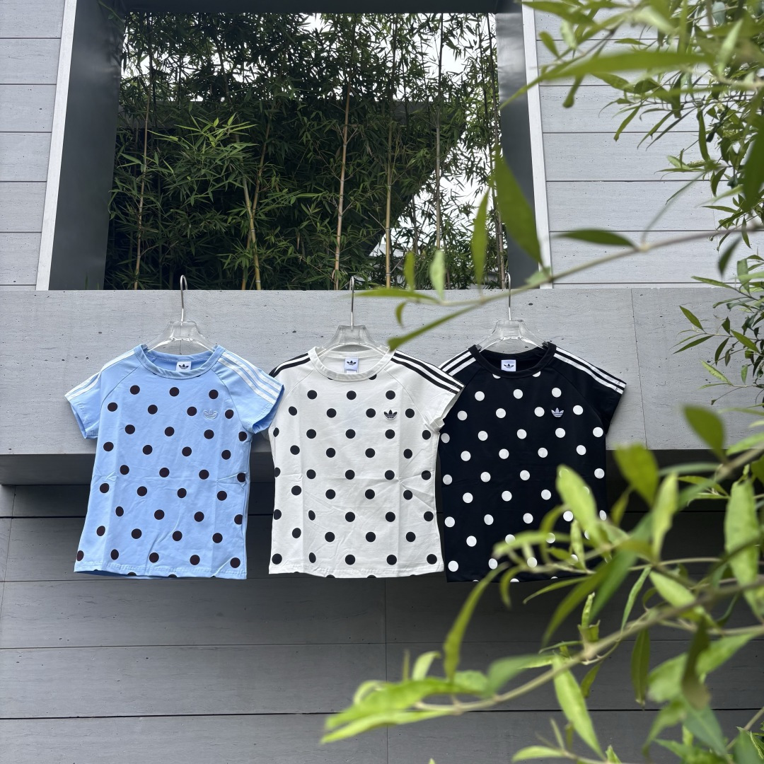 🈴Colección de 3 colores 𝟬𝟱𝟯𝟴#@𝟳𝟬𝗮𝗱𝗶𝗱𝗮𝘀 Adidas trébol camiseta ajustada de lunares ✨ Puntos clave de diseño…