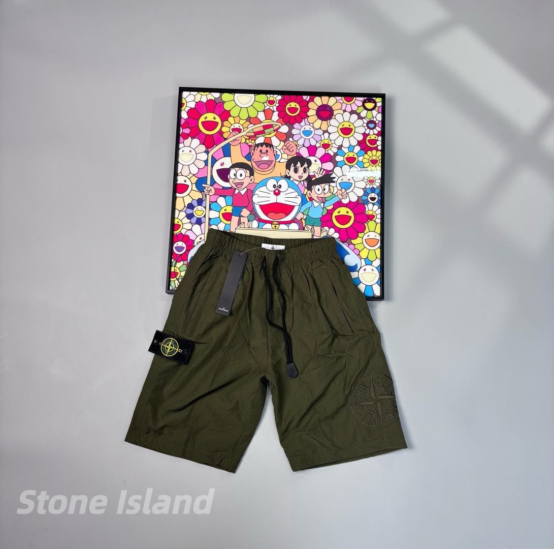 𝟬𝟱𝟯𝟱#@𝟲𝟴 𝗦𝗧𝗢𝗡𝗘𝗜𝗦𝗟𝗔𝗡𝗗/ Stone Island pantalones cortos de bolsillo de nailon metálico, pantalo…