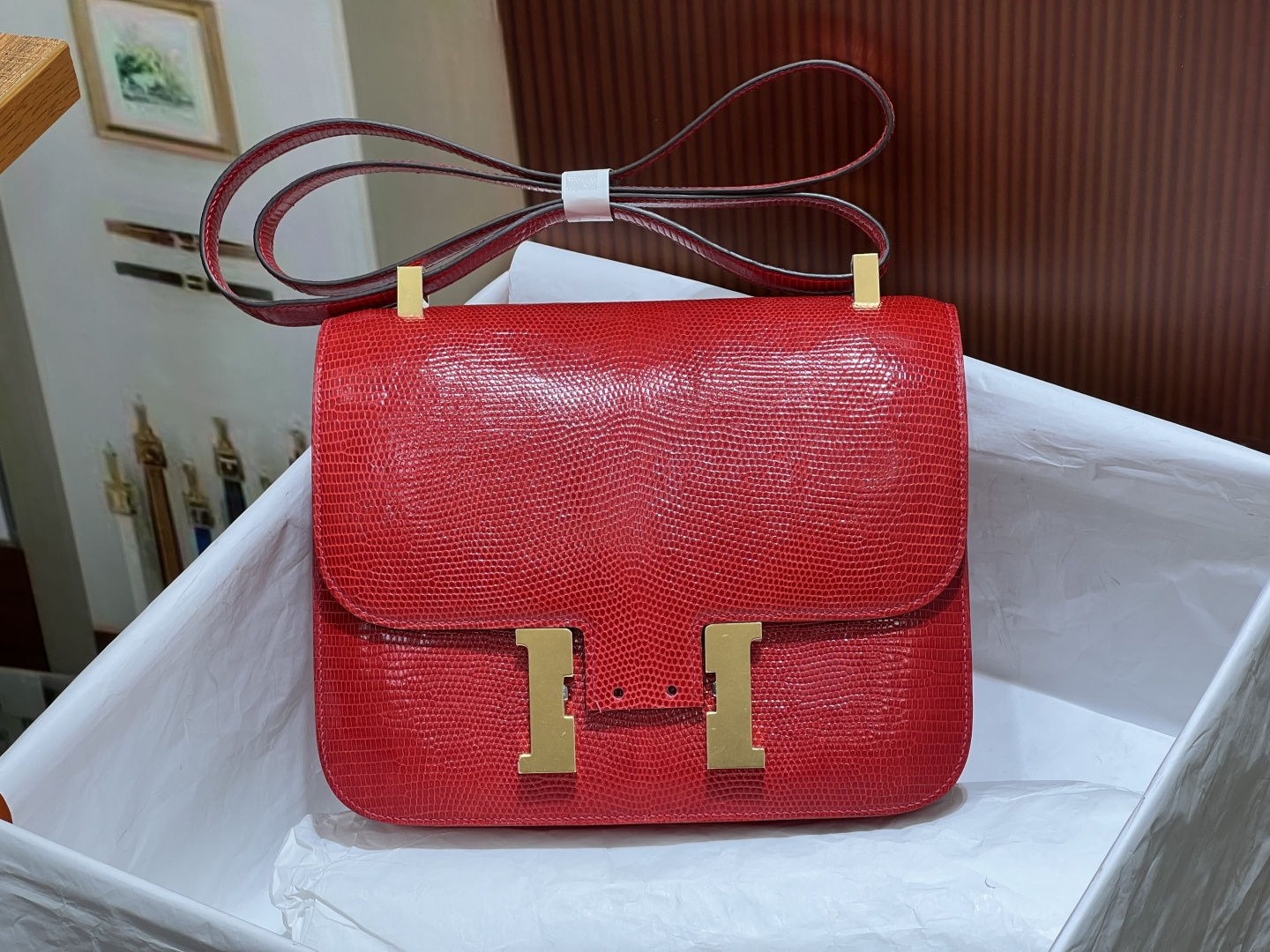 NO:697940,Newly released gold buckle Kangkang 24CM.hc imported original lizard skin wax thread hand-stitched real stock, Hermes, hermes, Hermes,19860909新出 金扣 康康24CM.hc进口原厂蜥蜴皮 蜡线手缝 现货实拍,爱马仕,hermes,Hermes,,Bag