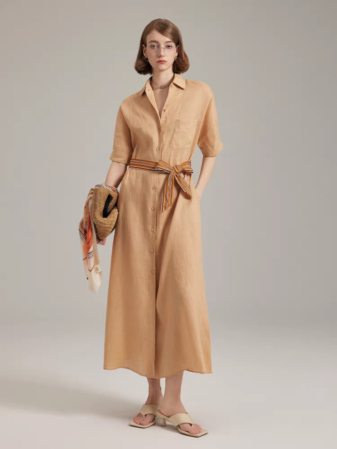 High-Quality Women’s Linen Suit Set with Air-Comfortable Shirts – P552 Support. - 图片 3