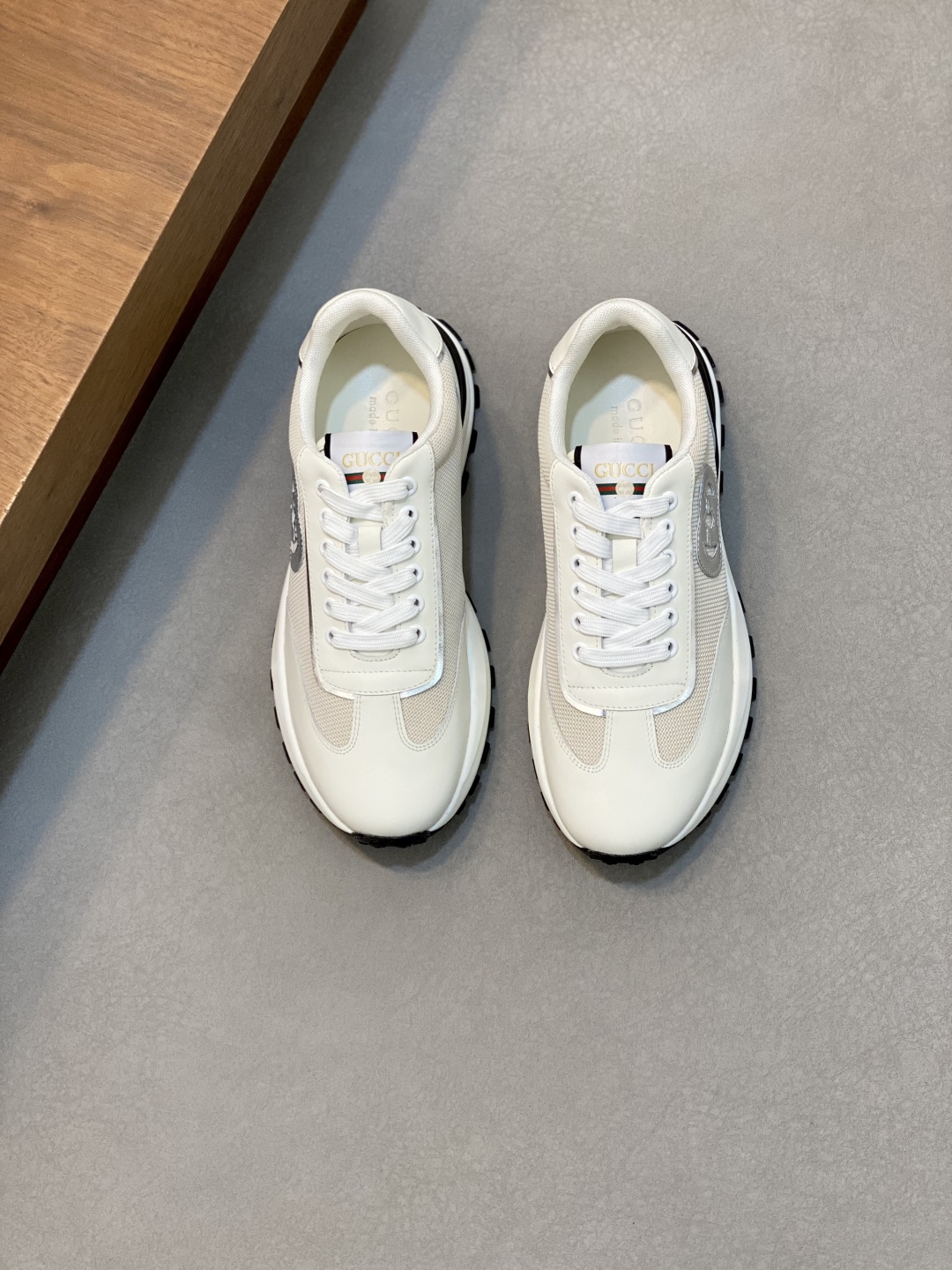 Gucci White Leather and Mesh Sneakers Lace-Up Athletic Shoes for Men 2 cmp i1743875568014 1072 0 0