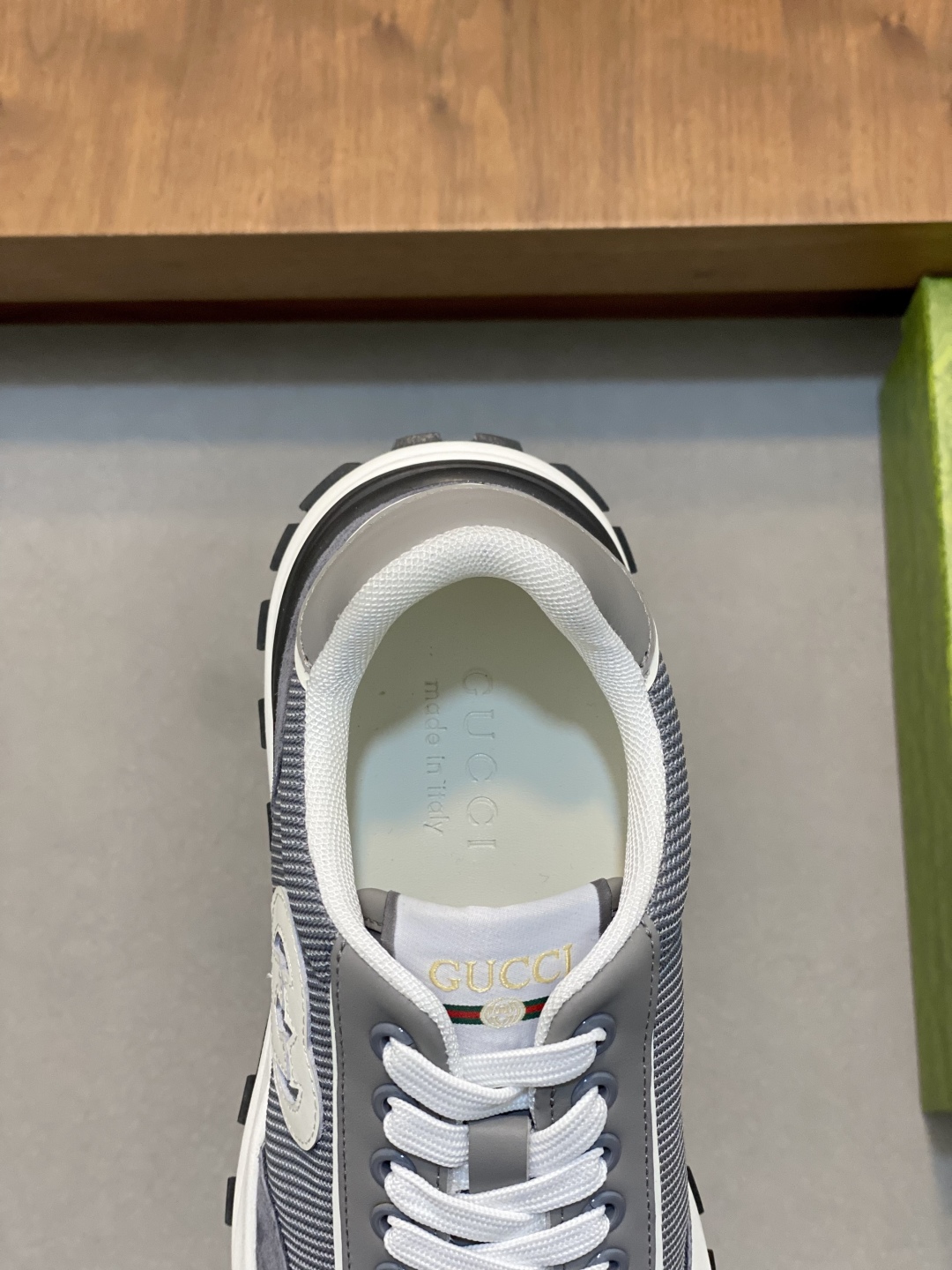Gucci Men's Gray Leather and Mesh Lace-Up Sneakers 8 cmp i1743875737499 795 0 6
