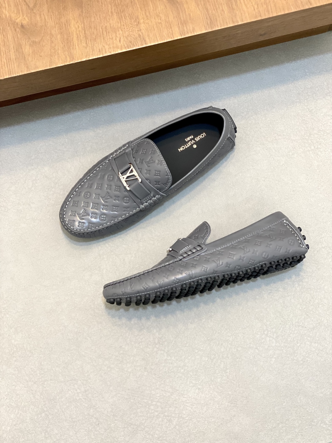 Louis Vuitton Grey Leather Driving Loafers, Soft Leather, Ultimate Comfort 6 cmp i1743958594513 1597 0 4