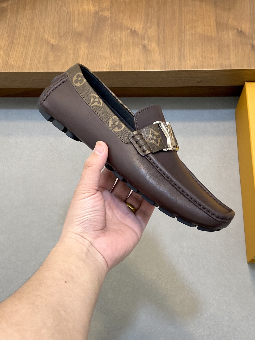 Louis Vuitton Men's Driving Loafers in Brown Leather with LV Monogram Detail 5 cmp i1743958920202 2128 0 3