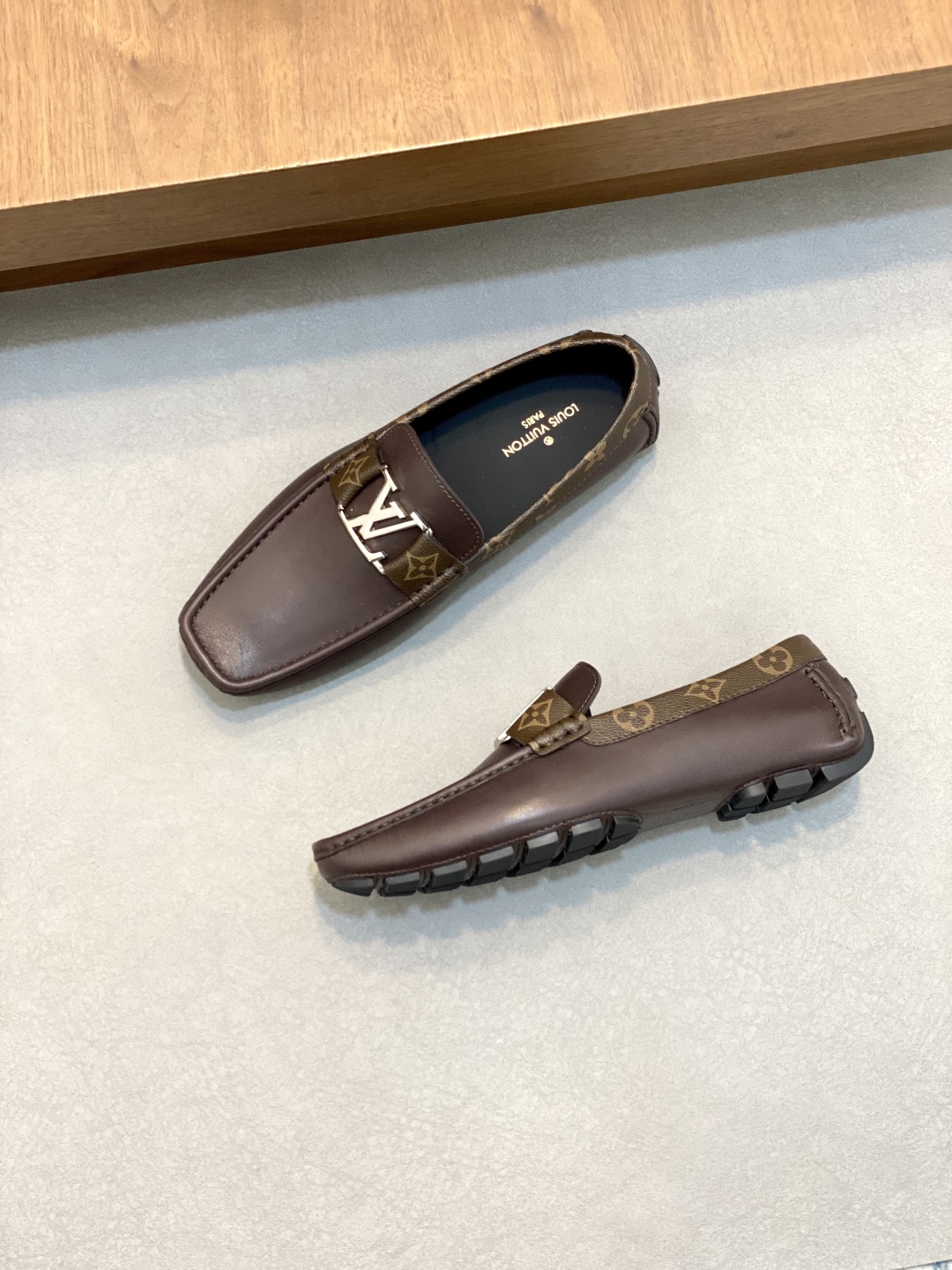Louis Vuitton Men's Driving Loafers in Brown Leather with LV Monogram Detail 6 cmp i1743958971296 2330 0 4