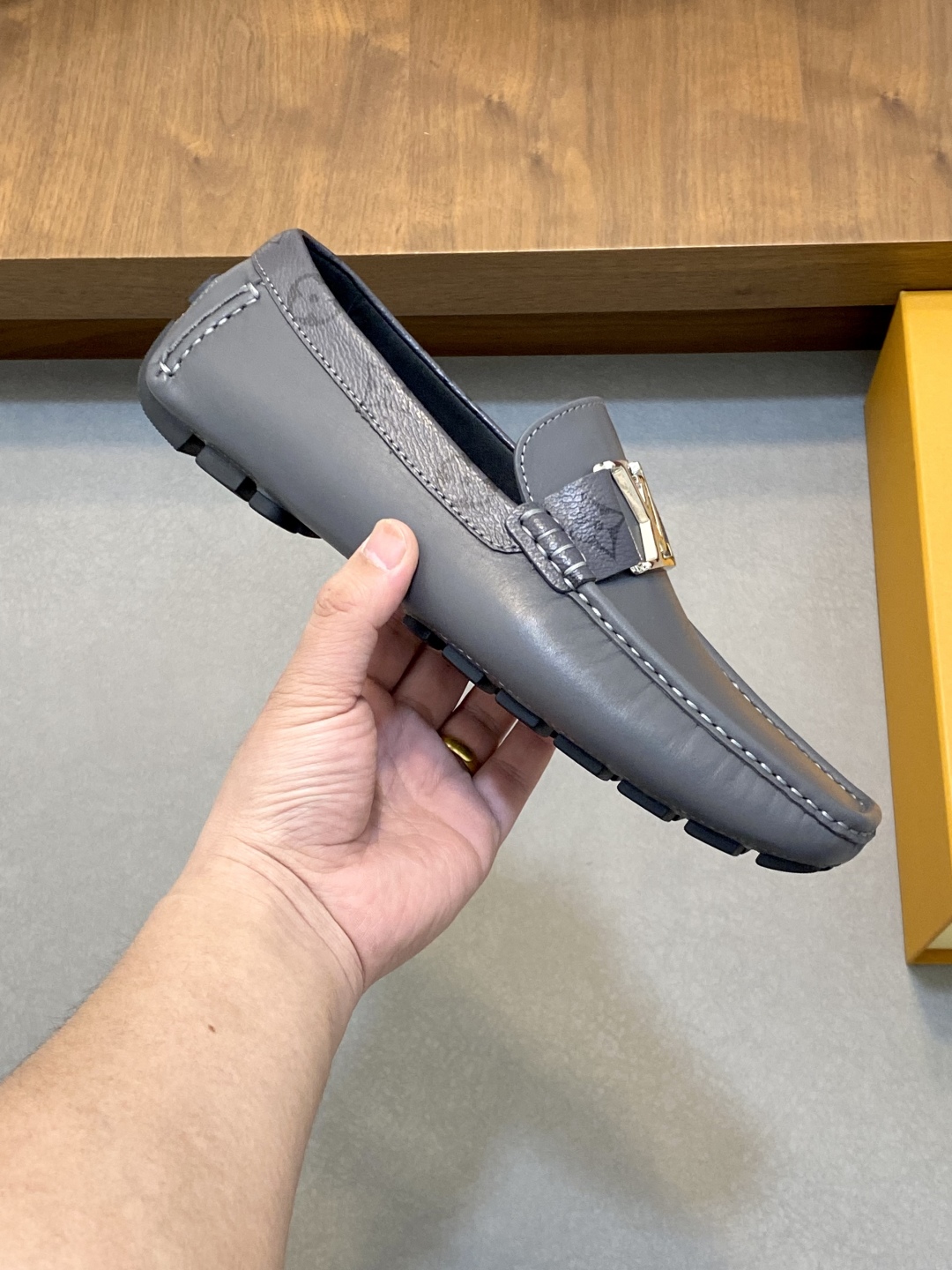 Louis Vuitton Men's Driving Loafers in Gray Leather, Sizes 39-44 5 cmp i1743959023744 7964 0 3