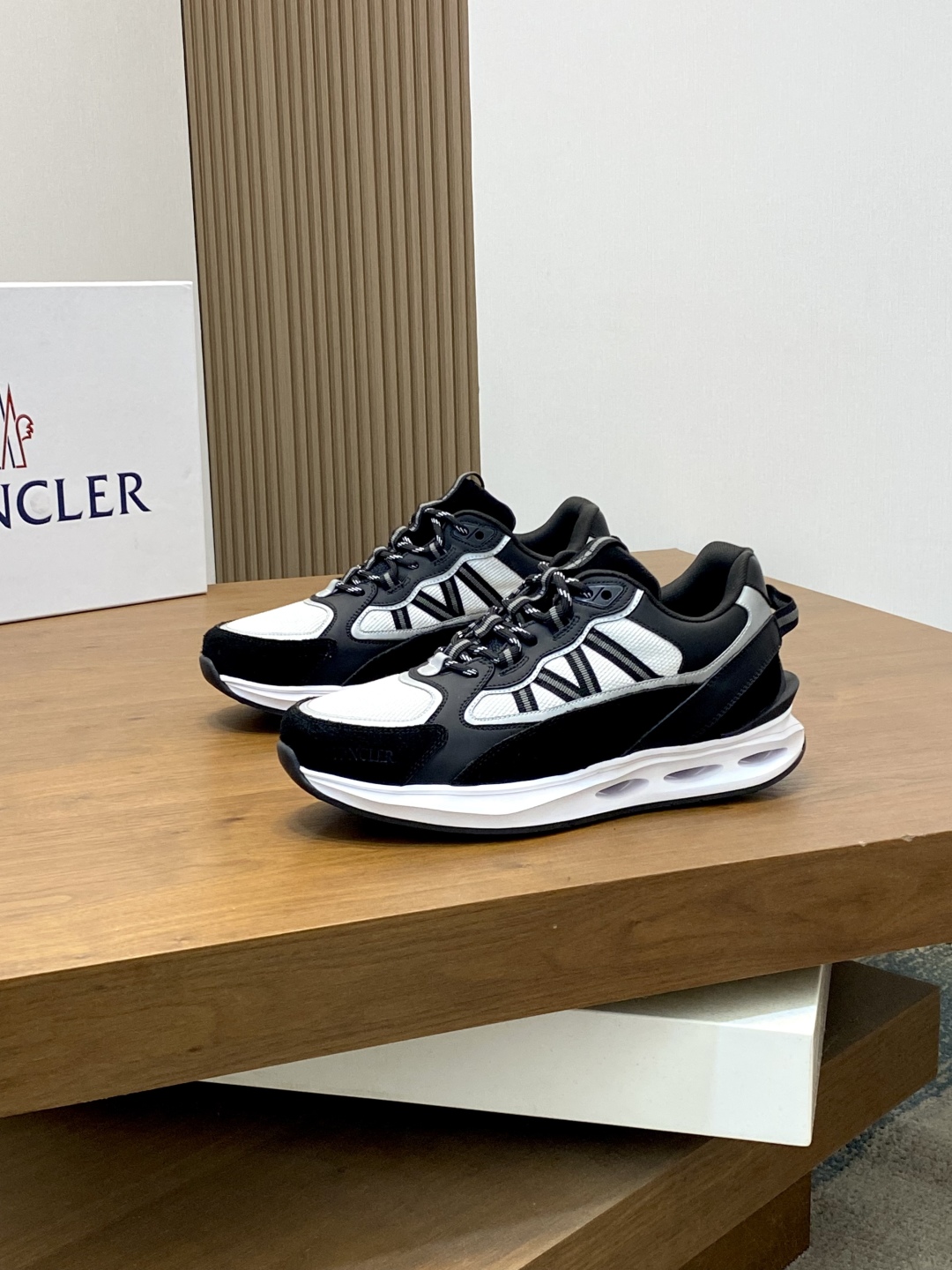 Moncler Men's Leather Sneakers with Rubber Detailing in Black and White 4 cmp i1744042353914 8284 0 2