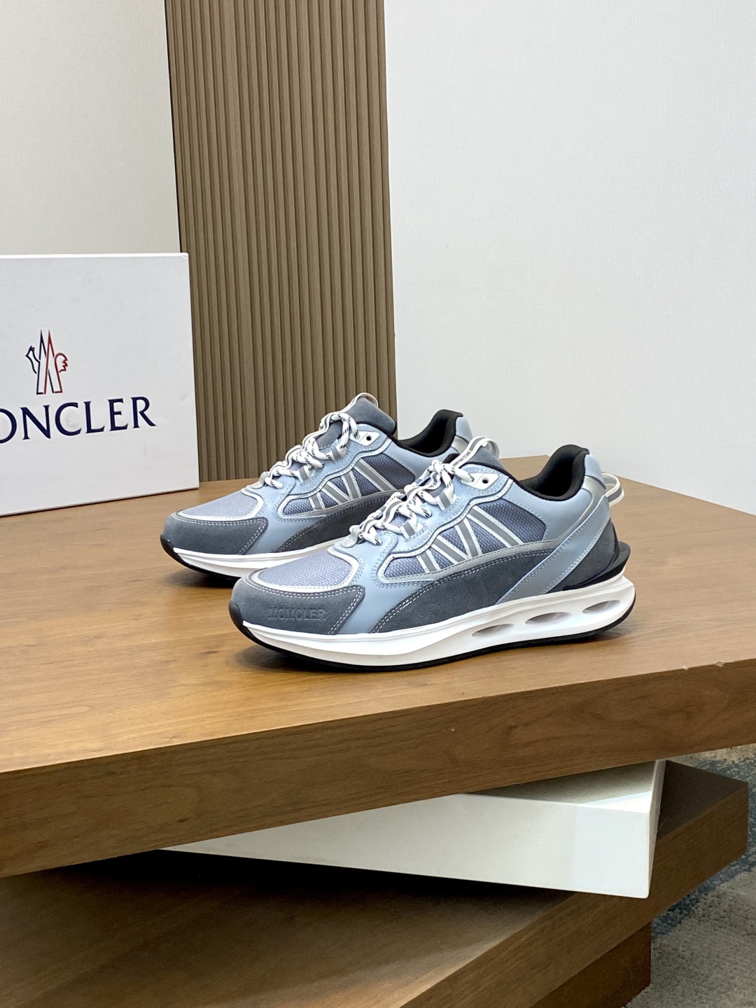Moncler Men's Gray Leather & Mesh Lace-Up Sneakers - Size 38-44 4 cmp i1744042427822 2783 0 2