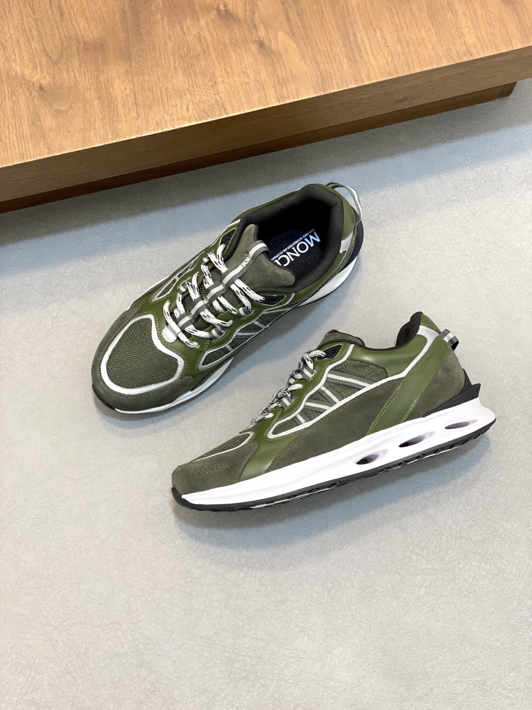 Moncler Men's Olive Green Leather & Neoprene Sneakers - Size 38-44 6 cmp i1744042466410 7178 0 4