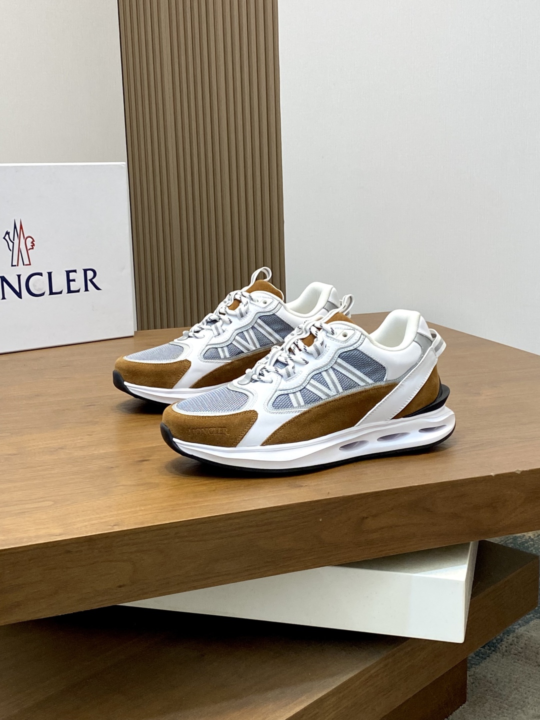 Moncler Men's White & Brown Leather Sneakers Lace-Up Casual Shoes 4 cmp i1744042480823 7686 0 2