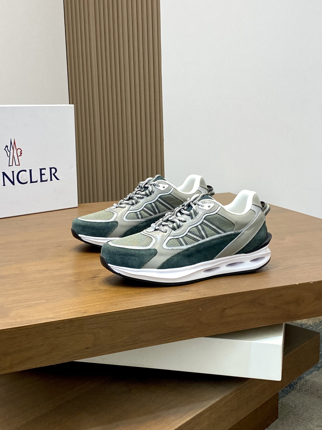 Moncler Men's Olive Green Leather and Neoprene Sneakers - Size 39-44 4 cmp i1744042557640 4845 0 0