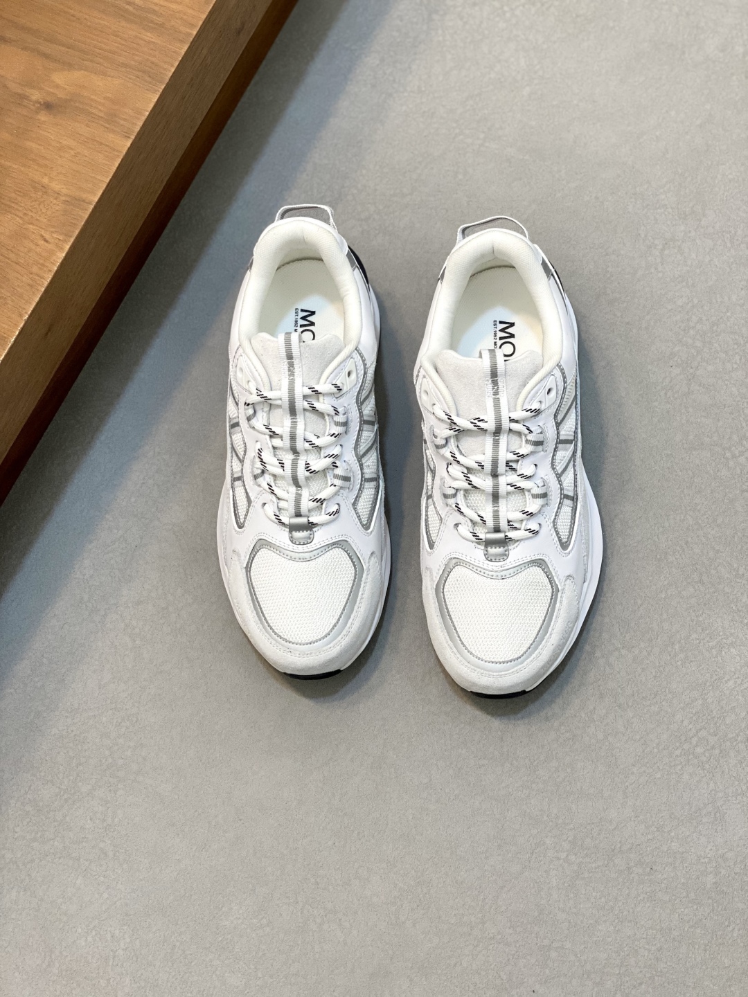 Moncler Men's White Leather & Neoprene Sneakers - Stylish & Comfortable 1 Moncler Men's White Leather & Neoprene Sneakers - Stylish & Comfortable