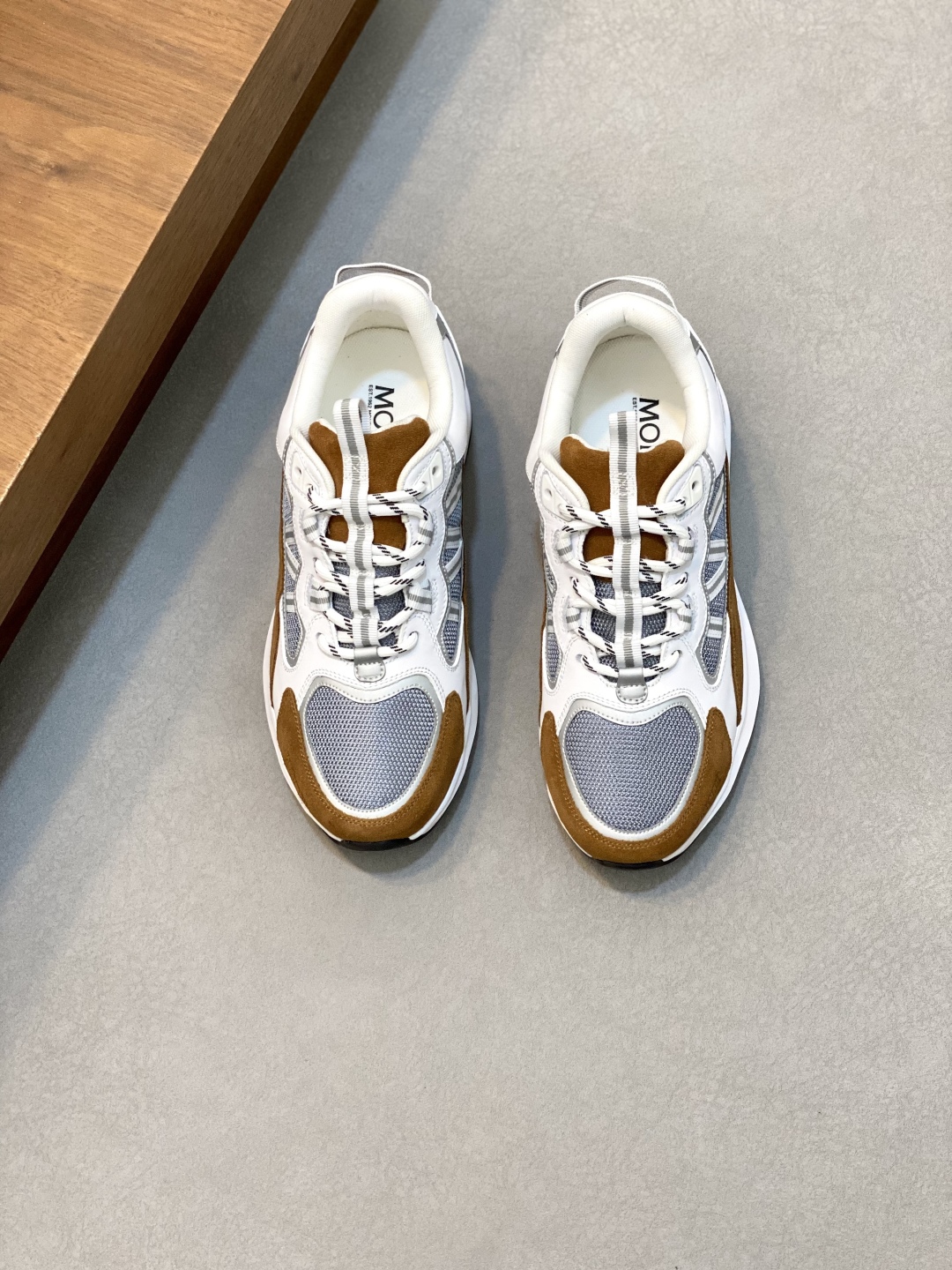 Moncler Men's White & Brown Leather Sneakers Lace-Up Casual Shoes 2 cmp i1744042866155 2498 0 0