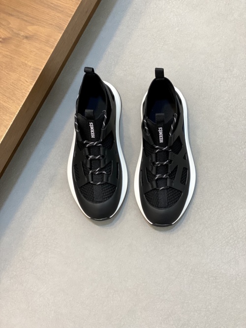 Hermes Men's Black Nappa Leather & Knit Textile Sneakers, Comfortable & Stylish 1 Hermes Men's Black Nappa Leather & Knit Textile Sneakers, Comfortable & Stylish