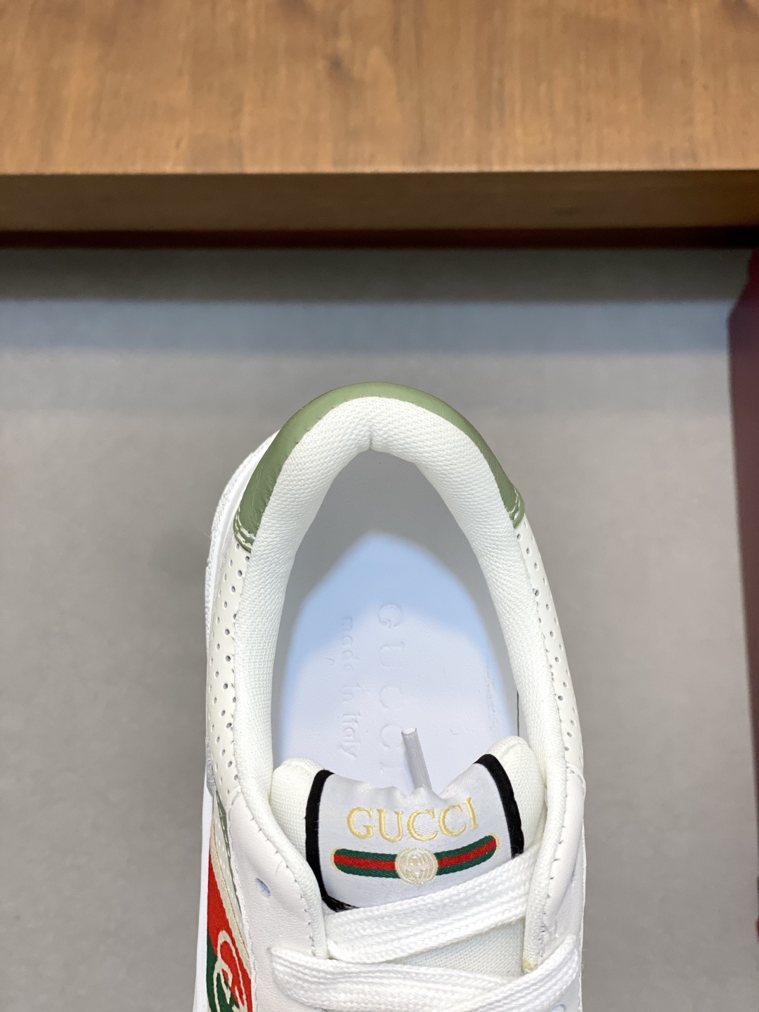 Gucci Men's Ace Leather Sneaker with Embroidered Logo, White, Size 39-44 8 cmp i1745253863595 4245 0 6