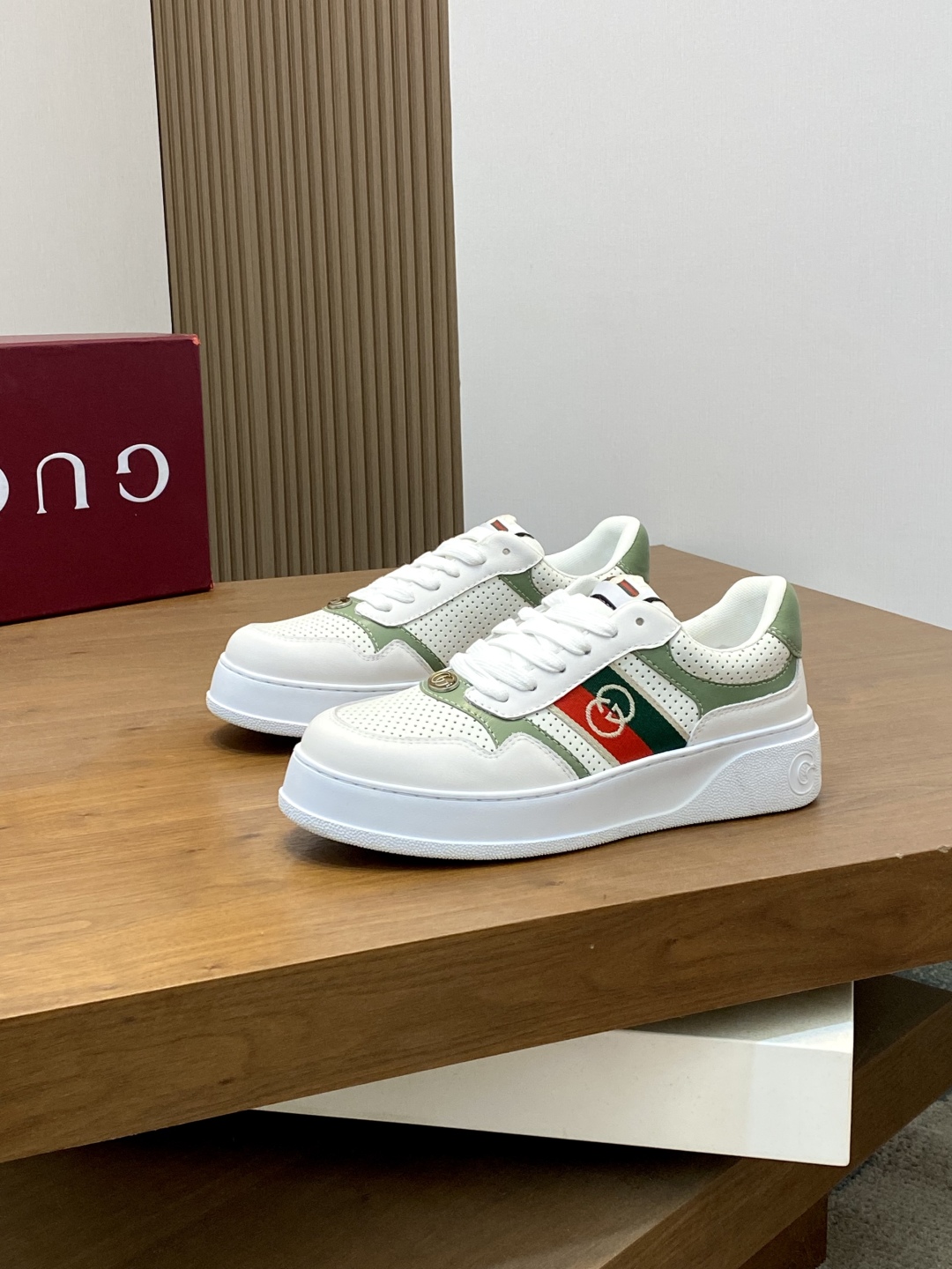 Gucci Men's Ace Leather Sneaker with Embroidered Logo, White, Size 39-44 4 cmp i1745254045168 1458 0 2