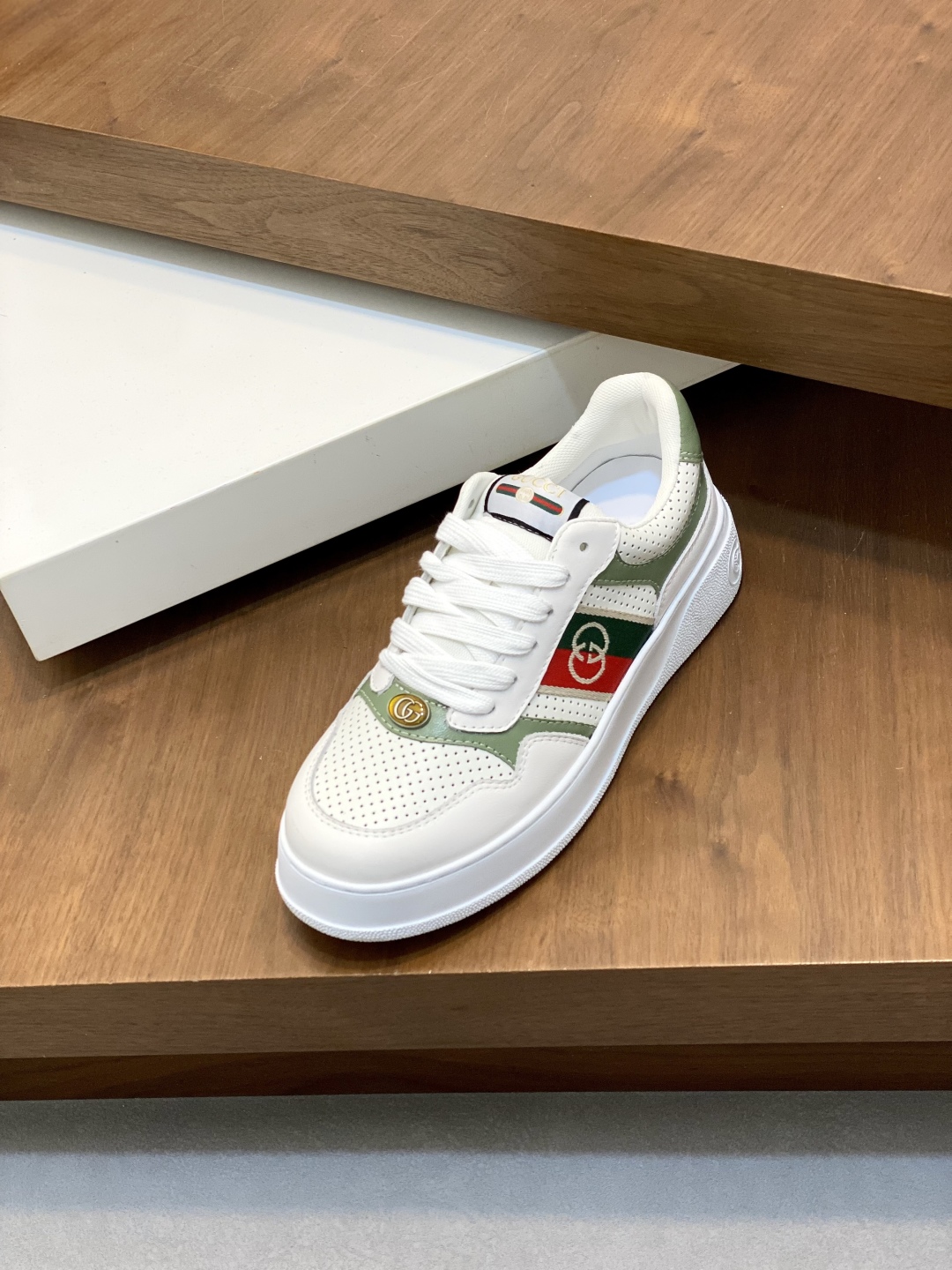 Gucci Men's Ace Leather Sneaker with Embroidered Logo, White, Size 39-44 7 cmp i1745254306970 434 0 5