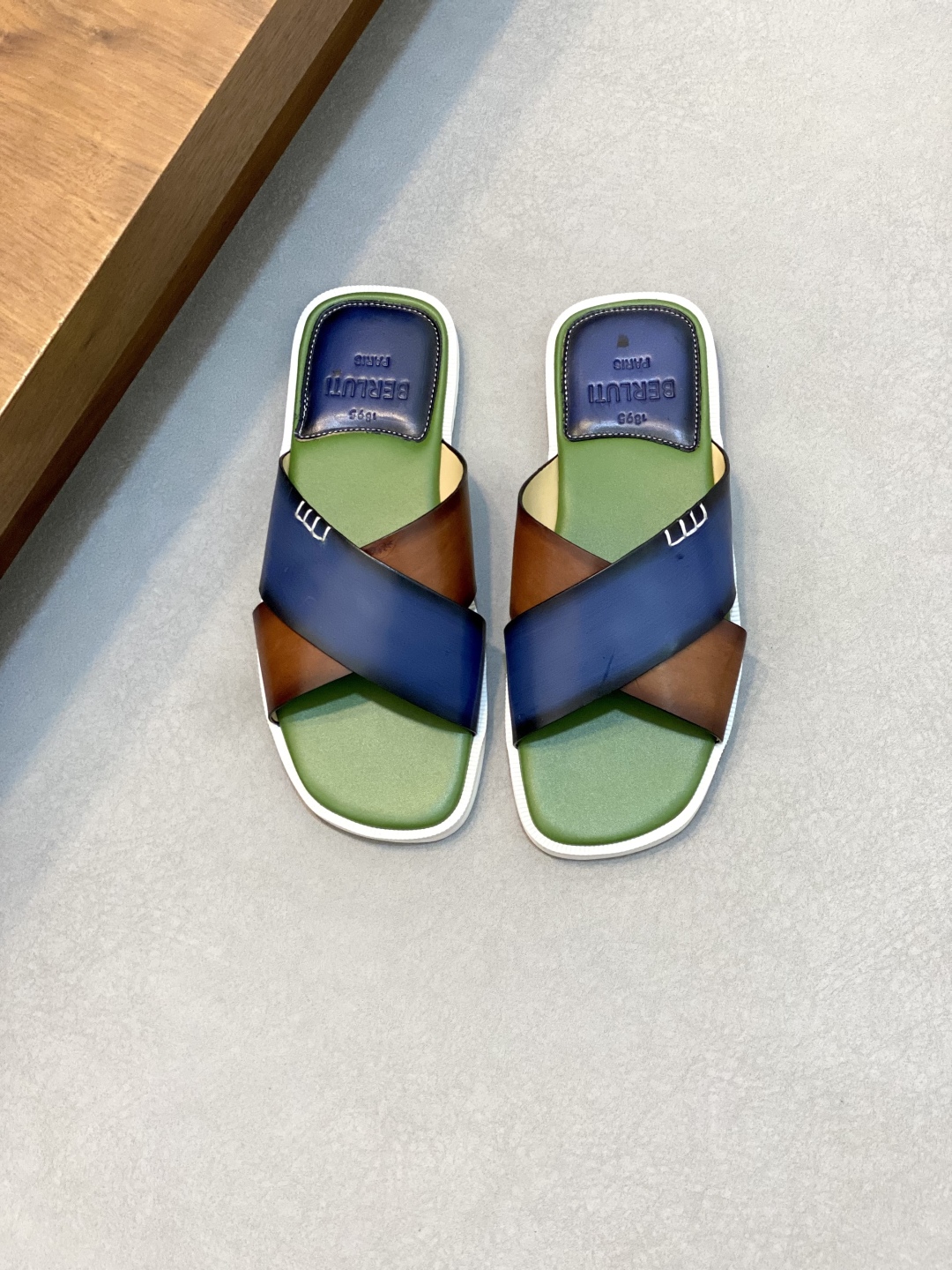 Berluti Leather Handmade Painted Color Changing Slides - Fashionable & Comfortable 2 cmp i1745601397441 3366 0 0