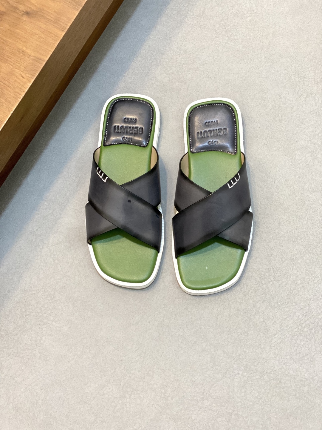 Berluti Men's Leather Crisscross Sandals Slides - Handmade Italian Style 1 Berluti Men's Leather Crisscross Sandals Slides - Handmade Italian Style