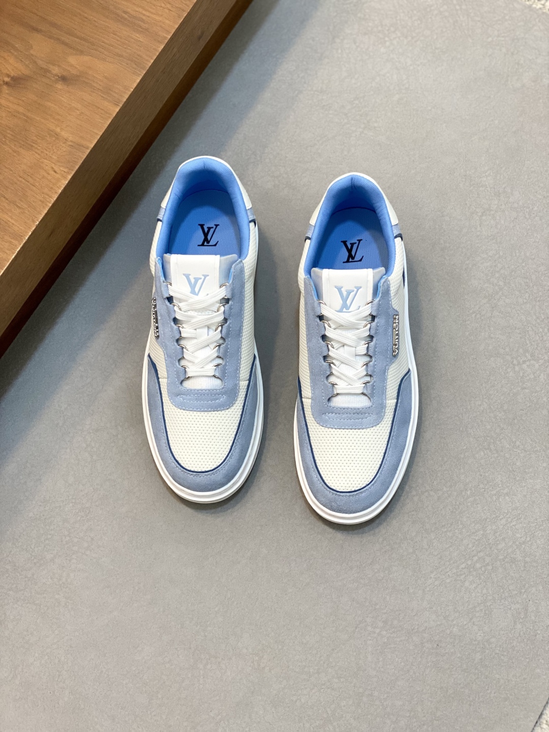 Louis Vuitton Men's Blue Leather Monogram Casual Sneakers - Size 38-45