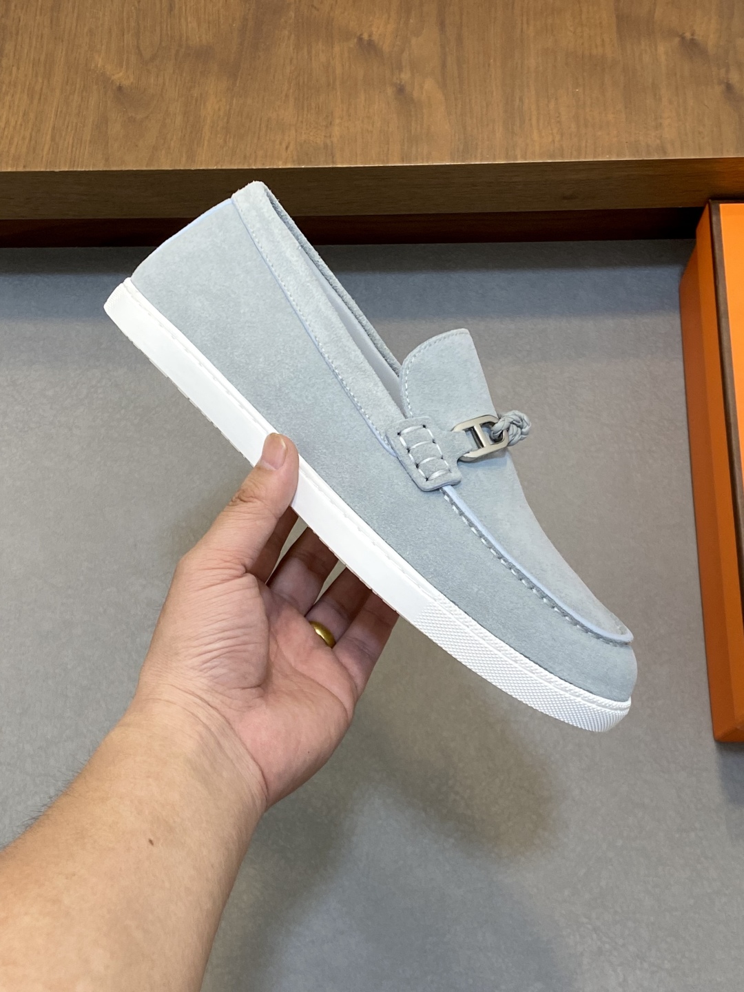 [HERMÈS 】 Hermès contador nuevos zapatos casuales de los hombres, la tela de recogida de transporte 