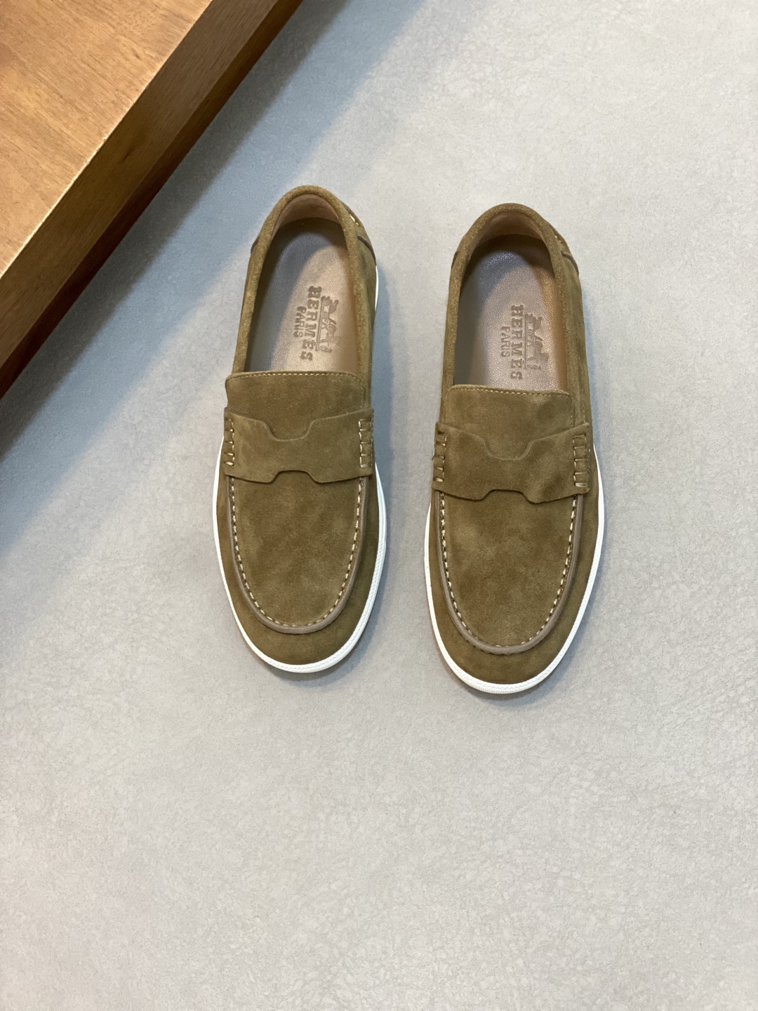 Hermes Men's Casual Loafers, Premium Suede Leather, Lightweight EVA Sole