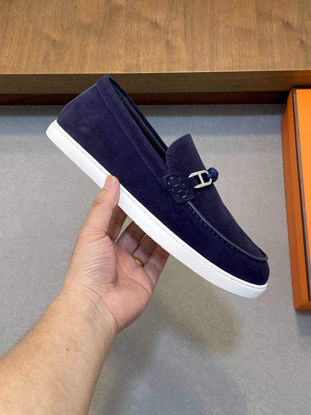 [HERMÈS 】 Hermès contador nuevos zapatos casuales de los hombres, la tela de recogida de transporte 
