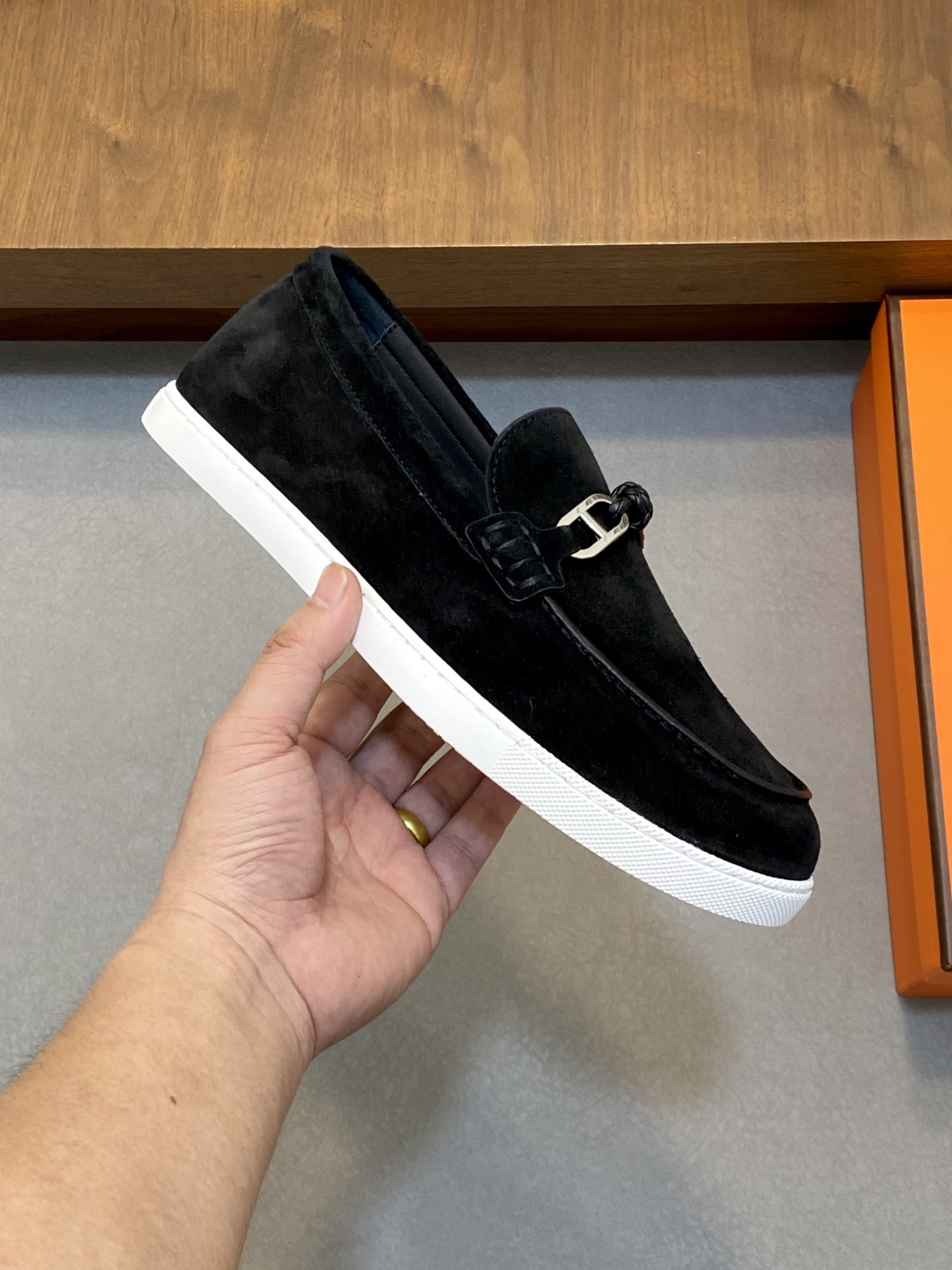 [HERMÈS 】 Hermès contador nuevos zapatos casuales de los hombres, la tela de recogida de transporte 