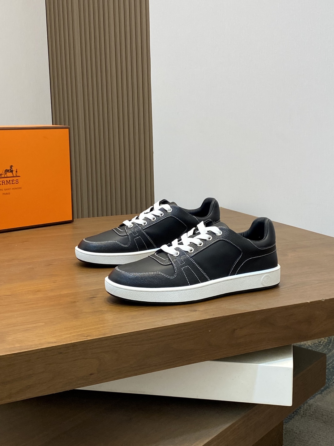 Hermes Men's H2025 Black Leather Sneakers, Size 39-44 4 cmp i1745943142357 7115 0 2