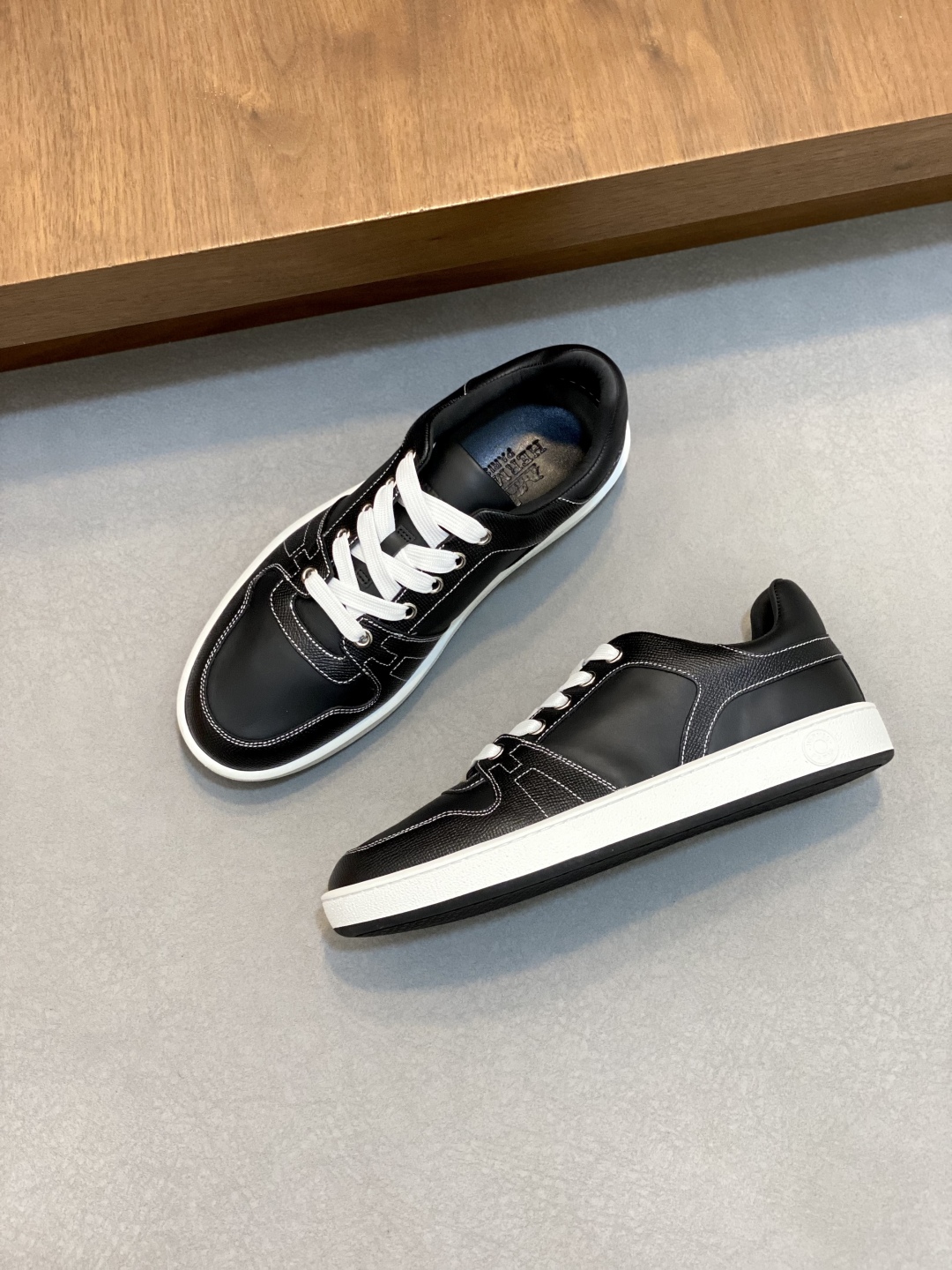 Hermes Men's H2025 Black Leather Sneakers, Size 39-44 6 cmp i1745943142370 239 0 4
