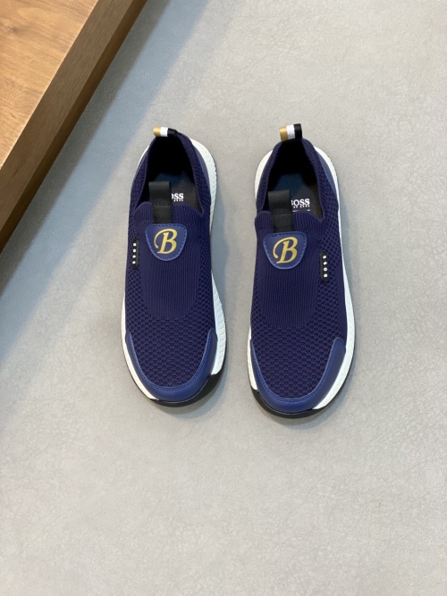 BOSS Men's Navy Blue Knit Slip-On Sneakers - Comfort & Style, Sizes 39-44 1 BOSS Men's Navy Blue Knit Slip-On Sneakers - Comfort & Style, Sizes 39-44