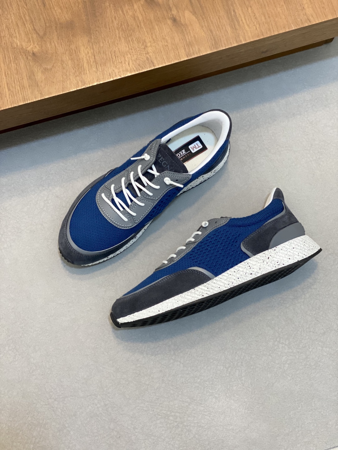 Z Zegna Men's Blue Techmerino Wool Blend Lace-Up Sneakers 6 cmp i1748756920689 8839 0 4