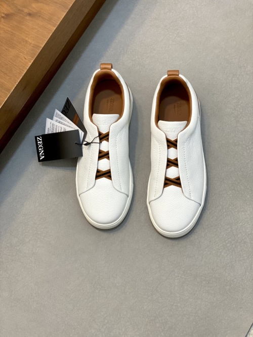 Ermenegildo Zegna Triple Stitch Leather Sneakers - White, Casual Shoes 1 Ermenegildo Zegna Triple Stitch Leather Sneakers - White, Casual Shoes