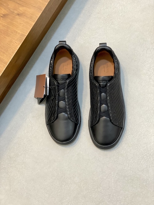 Ermenegildo Zegna Triple Stitch Leather Sneakers - Black, Luxurious Comfort 1 Ermenegildo Zegna Triple Stitch Leather Sneakers - Black, Luxurious Comfort