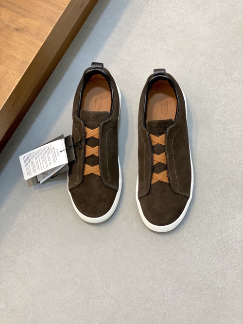 Ermenegildo Zegna Triple Stitch Suede Sneakers - Brown Leather Lining, Casual Style 1 Ermenegildo Zegna Triple Stitch Suede Sneakers - Brown Leather Lining, Casual Style
