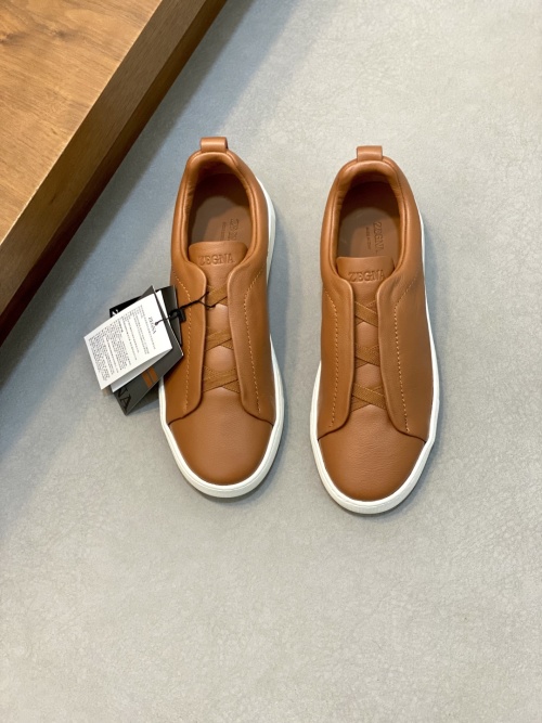 Ermenegildo Zegna Triple Stitch Leather Sneakers - Stylish & Comfortable 1 Ermenegildo Zegna Triple Stitch Leather Sneakers - Stylish & Comfortable
