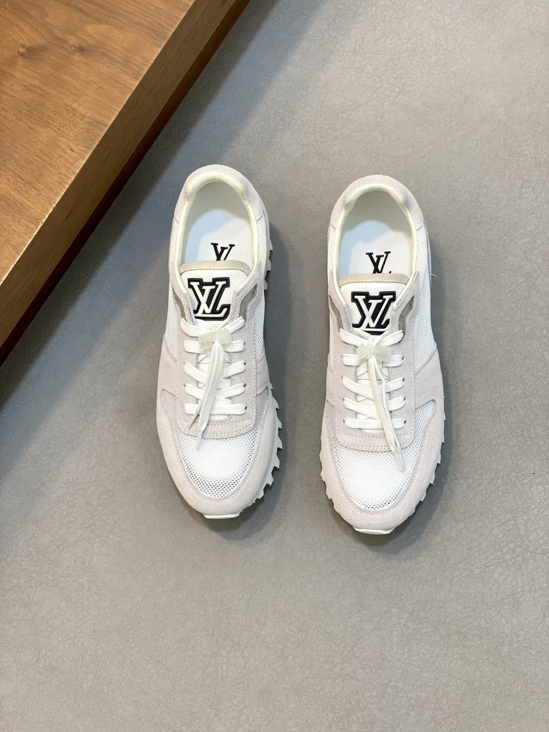 Louis Vuitton Men's White Leather and Suede Runner Sneakers, Size 38-44