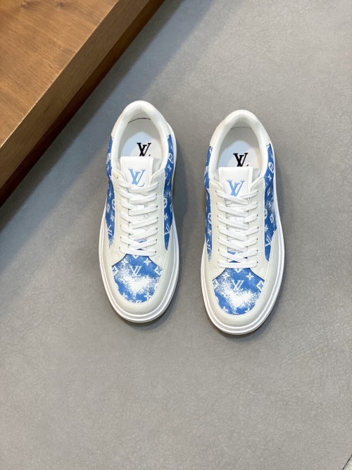 Louis Vuitton Men's Blue Monogram Leather Sneakers, Size 38-45 1 Louis Vuitton Men's Blue Monogram Leather Sneakers, Size 38-45