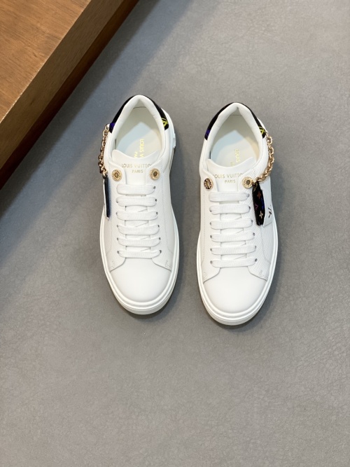 Louis Vuitton White Leather Sneakers with 3D Print & Embroidered Logo 1 Louis Vuitton White Leather Sneakers with 3D Print & Embroidered Logo