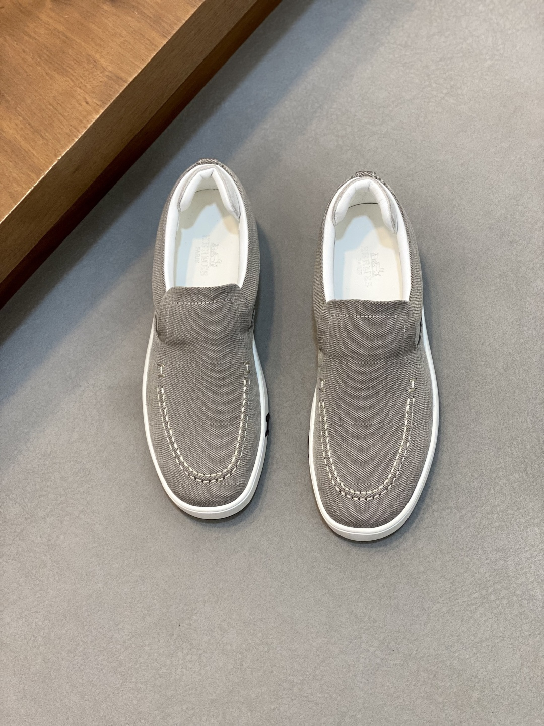 HHermes Kiddy Slip-On Sneakers in Denim and Suede Goatskin with 'H' Detail
