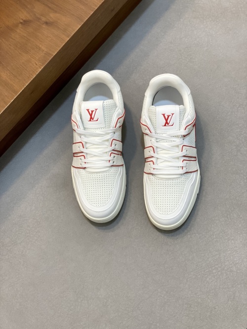 Louis Vuitton Trainer Sneaker Low White/Red Leather, Men's Size 39-44 1 Louis Vuitton Trainer Sneaker Low White/Red Leather, Men's Size 39-44