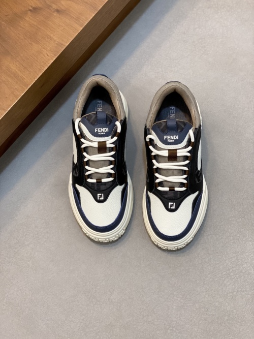 Fendi Men's Nappa & Leather Sneakers White/Navy Casual Shoes Size 39-44 1 Fendi Men's Nappa & Leather Sneakers White/Navy Casual Shoes Size 39-44