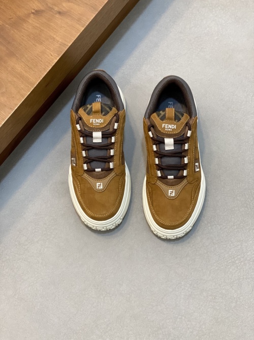 Fendi Roma Leather Sneakers,Luxury Calfskin Casual Shoes, Brown, Sizes 39-44 1 Fendi Roma Leather Sneakers,Luxury Calfskin Casual Shoes, Brown, Sizes 39-44