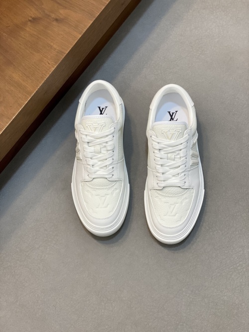 Louis Vuitton White Leather Casual Sneakers, Embossed Monogram, Luxury Design 1 Louis Vuitton White Leather Casual Sneakers, Embossed Monogram, Luxury Design