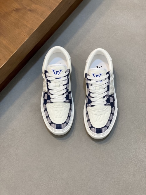 Louis Vuitton Men's White Leather Casual Sneakers with Damier Pattern 1 Louis Vuitton Men's White Leather Casual Sneakers with Damier Pattern