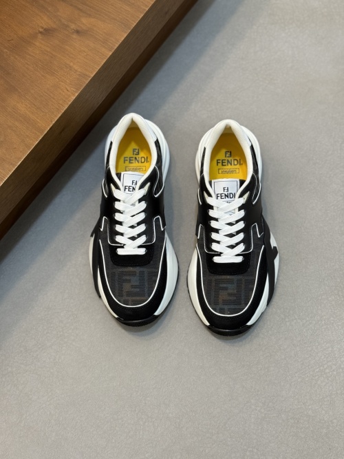 Fendi Flow Men's Black & White Sneakers with Logo & Side Zipper 1 Fendi Flow Men's Black & White Sneakers with Logo & Side Zipper