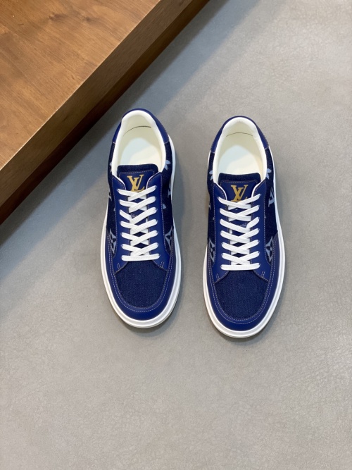 Louis Vuitton Men's Blue Leather Monogram Sneakers Classic Style 1 Louis Vuitton Men's Blue Leather Monogram Sneakers Classic Style